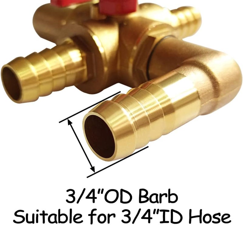 Uenede Solid Brass 3/4 Inch Heater Control Valve, Car Heater Air Conditioning Ball Valve with Switch 3/4" Hose Barb Automotive Heater Bypass Valve Fitting - Image 3